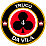 Logo oficial do Truco da Vila com símbolo do 4 de paus, coroas e detalhes em dourado, vermelho e preto.